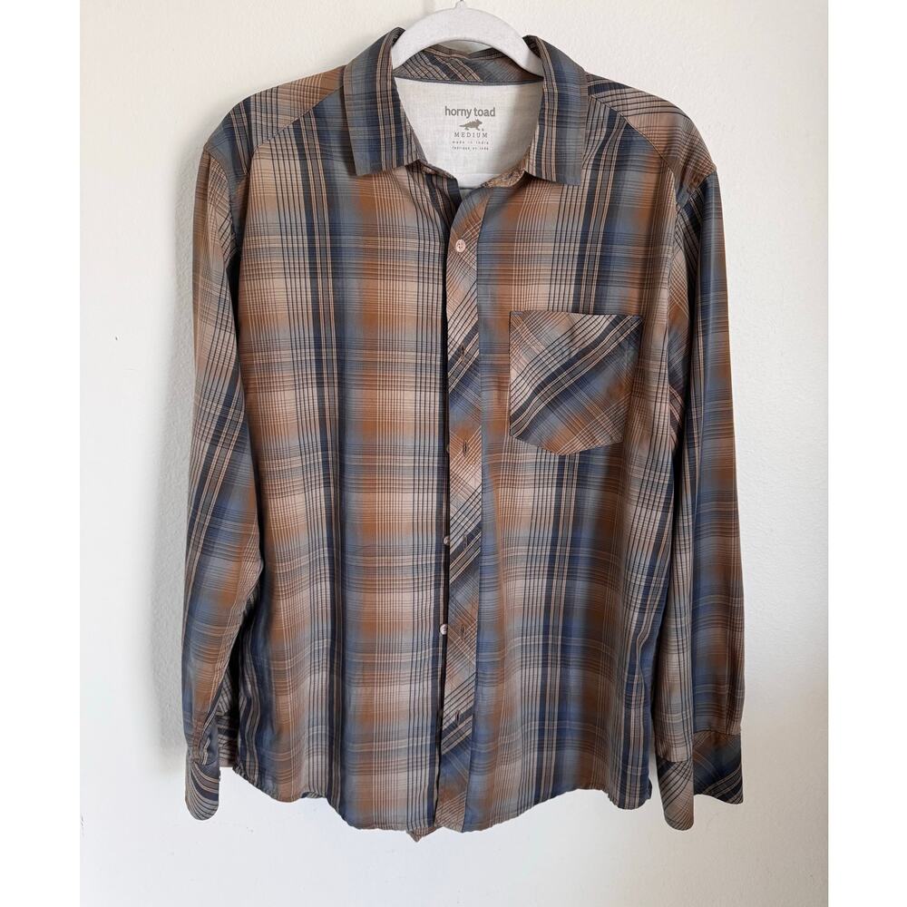 Horny Toad Men's Plaid‎ button Up Shirt Long Sleeve Size Medium Toad&Co